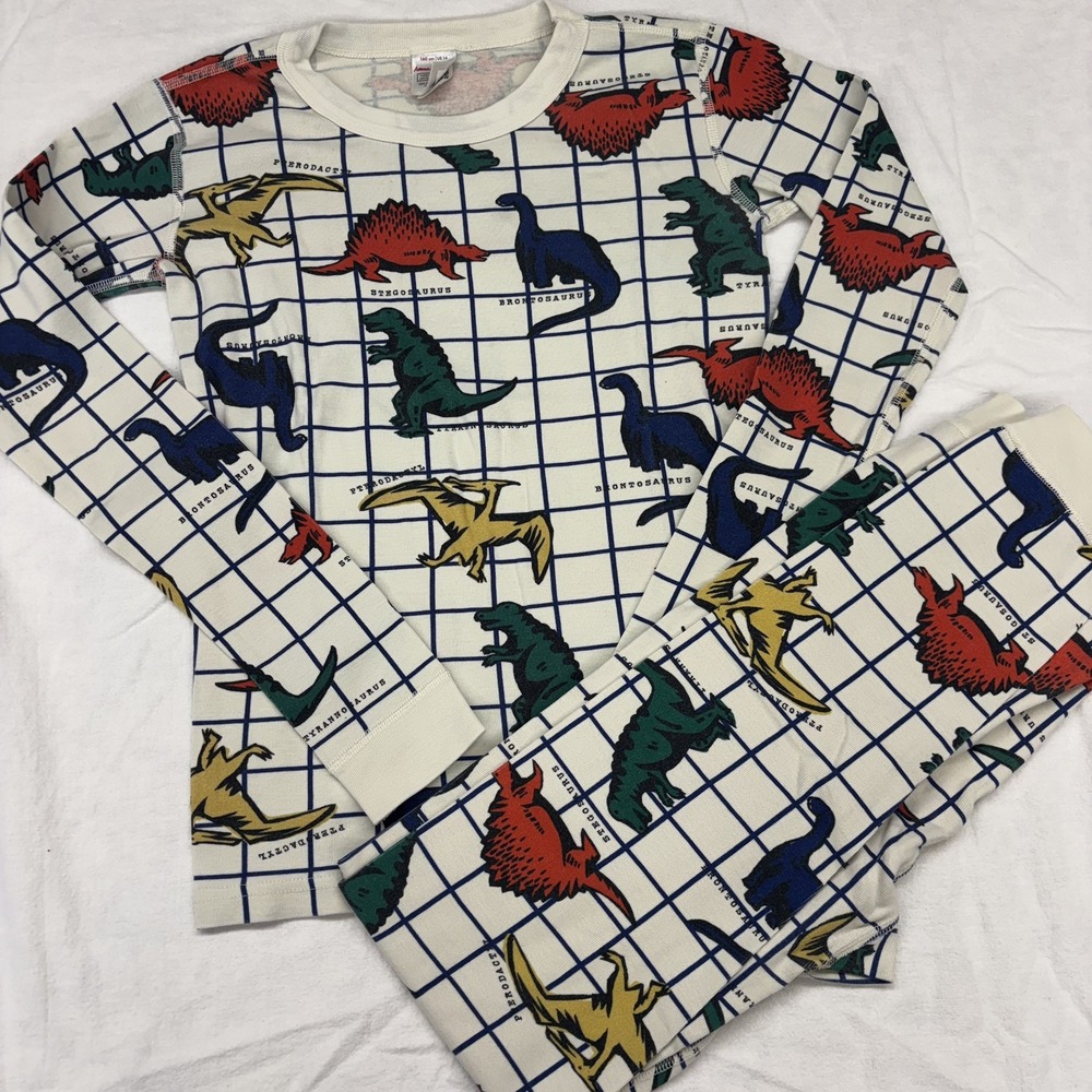 Hanna Andersson Kids Organic Cotton Dinosaur Pajama Set Size 160 US 14 Long John
